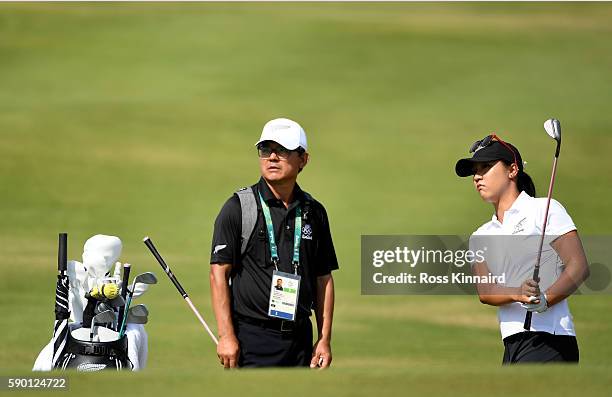 Lydia Ko of New Zealand in action during a practice round prior to the Women's Individual Stroke Play golf at the Olympic Golf Course at Olympic Golf...