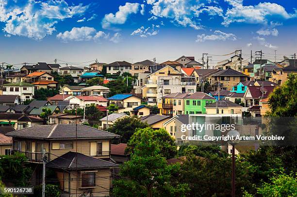 evening light over yokohama - townscape stock pictures, royalty-free photos & images
