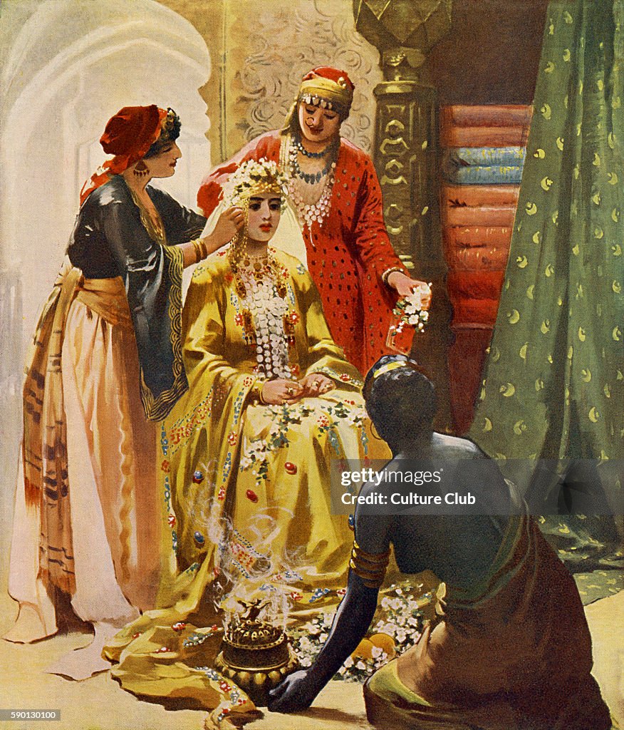Bride being prepared for her wedding ceremony
