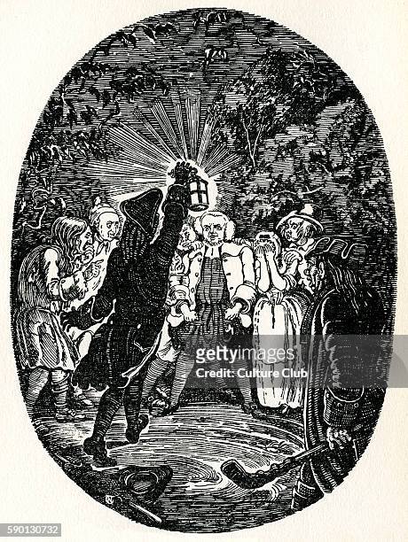The History of the Adventures of Joseph Andrews and his friend Mr Abraham Adams by Henry Fielding. Illustration by Norman Tealby. Caption reads:They...