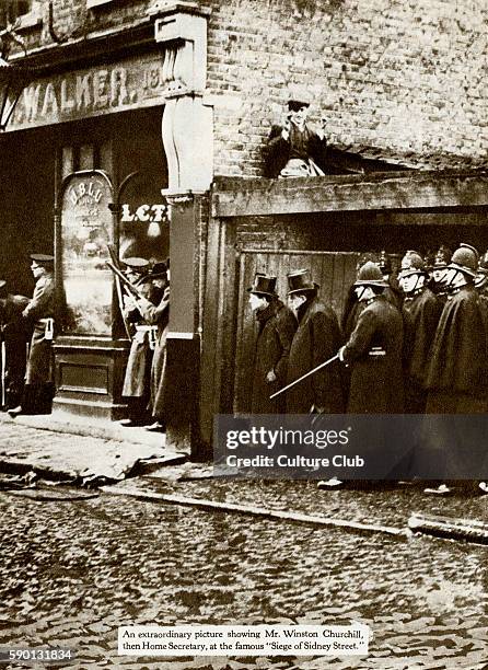 Winston Churchill at the Siege of Sidney Street / Battle of Stepney, 3 January 1911 WC: 30 November 1874 Ð 24 January 1965, British Prime Minister...