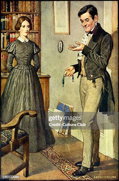 Jane Eyre by Charlotte Bronte. Illustrated by Monro Scott Orr. Novel first published published on 16 October 1847. Chapter 4: Caption reads: 'He took...