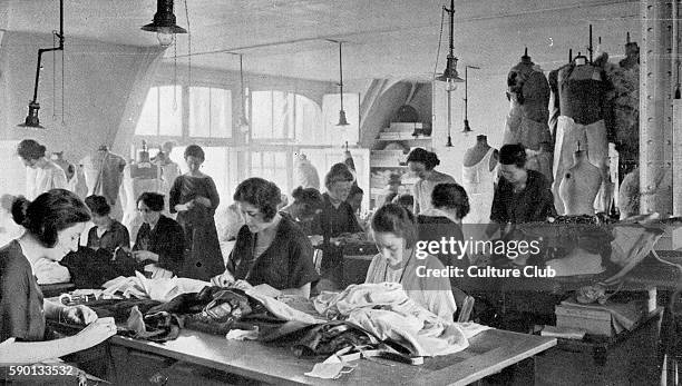 Seamstresses in haute-couture atelier, Paris. Published in May 1923. Photograph by Ernest Clair-Guyot