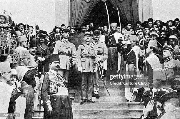 General Maxime Weygand Commander in Chief Levant, French mandate in Syria and Lebanon. Outside the church in Beirut, Lebanon, after a Te Deum sung in...