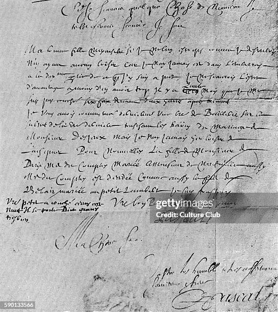 Handwritten letter with signature from Blaise Pascal , French mathemetician and physicist, to his sister Mme Perie de Clermont-Ferrand. Published in...