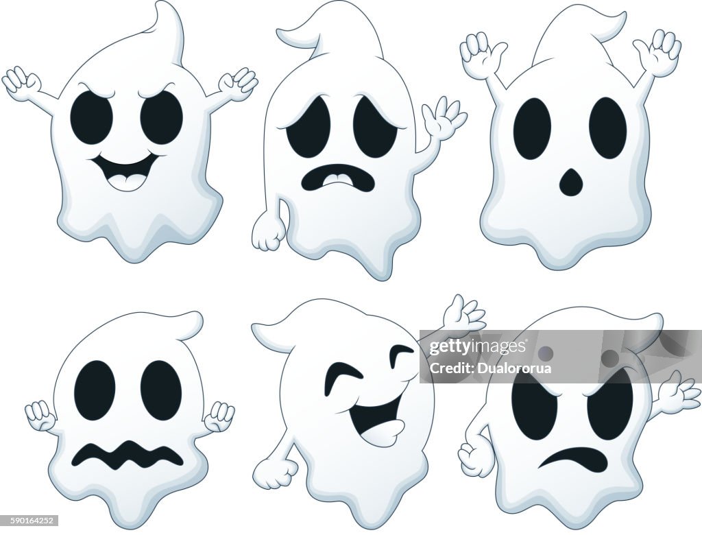 Set Of Halloween Ghost Cartoon High-Res Vector Graphic - Getty Images