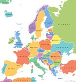 Europe single states political map