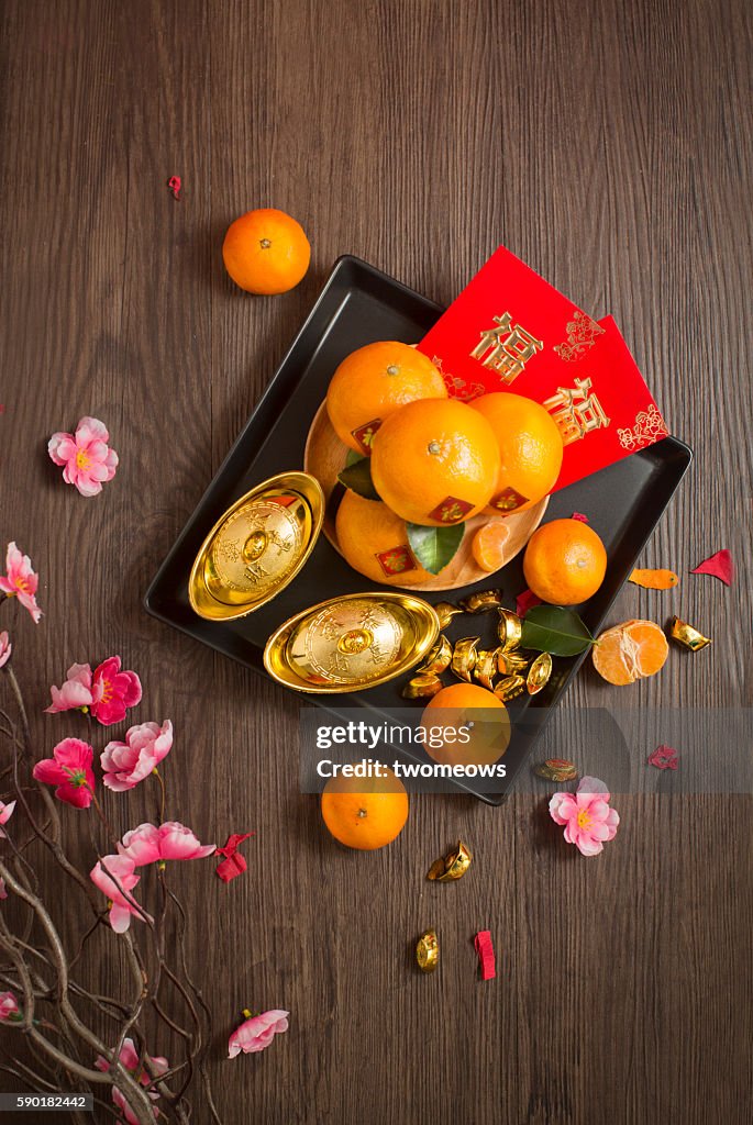 Chinese lunar new year table top shot.