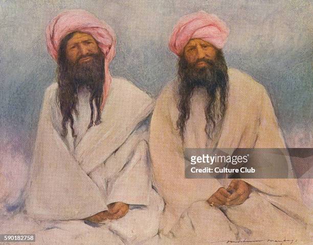 Portrait of two Baluchi chiefs, members of a tribal society native to the Balochistan region of the Indian subcontinent and southeast corner of the...