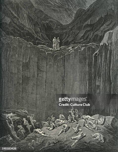 Dante Alighieri, La Divina Commedia, L'Inferno - Canto XXIX : illustration by Gustave Dor for lines 52-56 'Then my sight / Was livelier to explore...