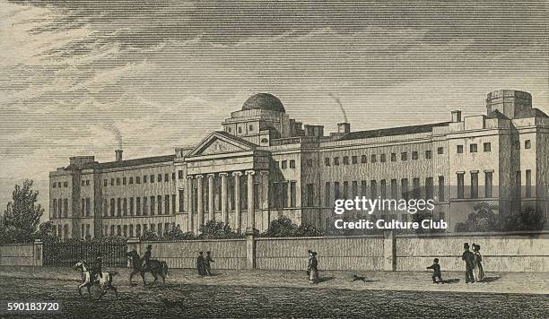Bethlem Psychiatric Hospital / Bedlam, Lambeth, London. From 1835 print