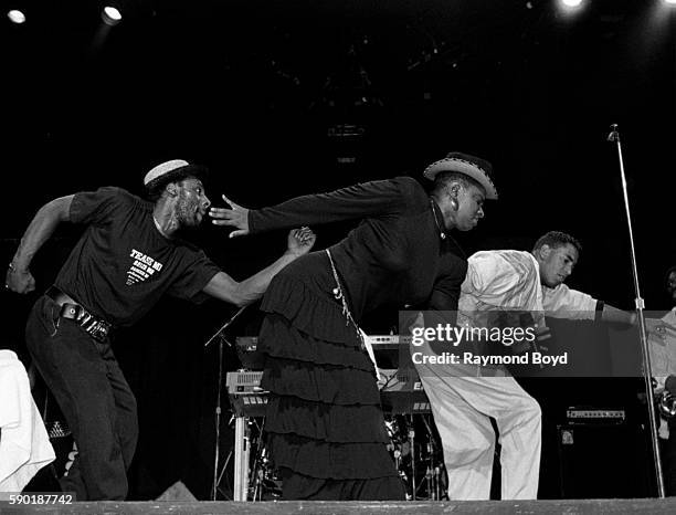 Singers Carl McIntosh and Jane Eugene and musician Steve Nichol of Loose Ends performs at the Riverside Theatre in Milwaukee, Wisconsin in November...