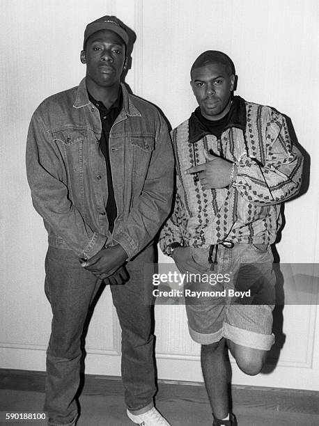 Producer Pete Rock and rapper CL Smooth of Pete Rock & CL Smooth poses for photos at the Palmer House hotel in Chicago, Illinois in August 1991.