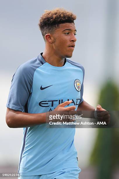 Jadon Sancho of Manchester City U18 during the U18 Premier League match between Manchester City and West Bromwich Albion at Etihad Campus on August...