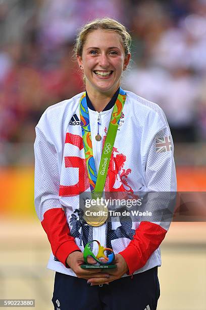 31st Rio 2016 Olympics / Track Cycling: Women's Omnium Points Race 6\6 Podium / Laura TROTT Gold Medal Celebration / Rio Olympic Velodrome / Summer...