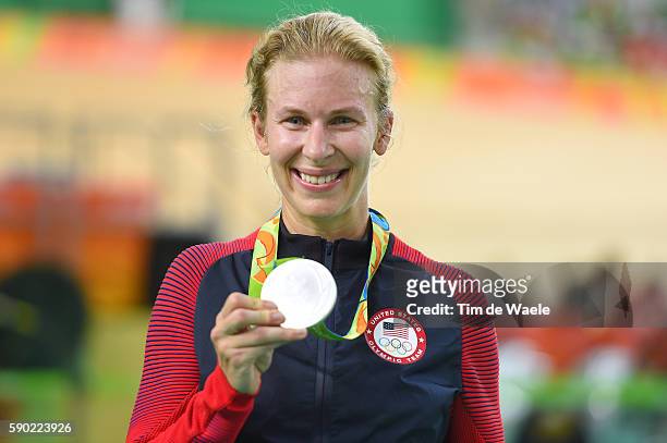 31st Rio 2016 Olympics / Track Cycling: Women's Omnium Points Race 6\6 Podium / Sarah HAMMER Silver Medal Celebration / Rio Olympic Velodrome /...