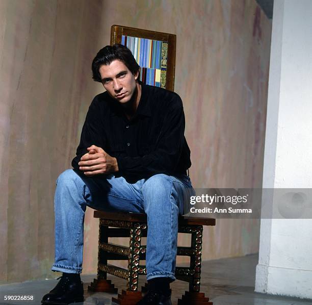 Portrait session with actor Dylan McDermott circa 1984, in studio in Victor Clothing Building, downtown Los Angeles.