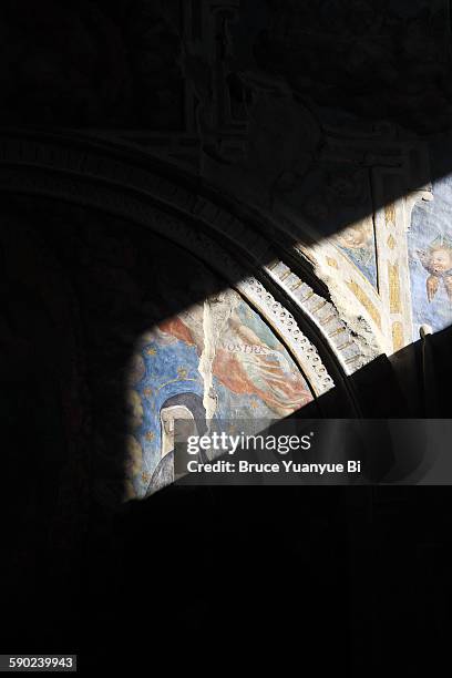 ancient murals inside church of st. augustine - convent stock pictures, royalty-free photos & images