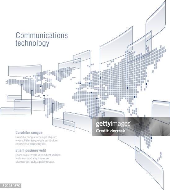 global communication - dotted world map stock illustrations