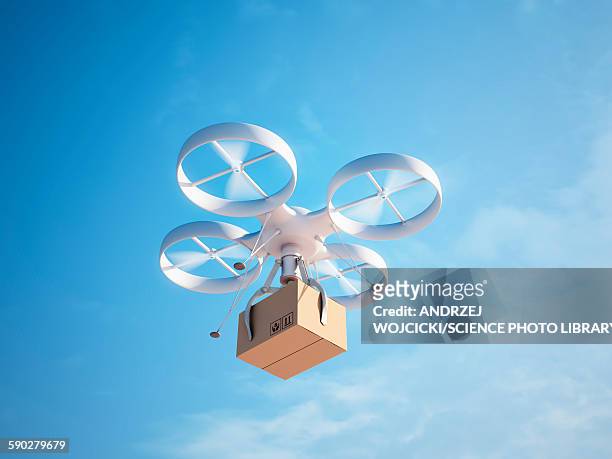 quadcopter drone, illustration - flying drone stock-grafiken, -clipart, -cartoons und -symbole