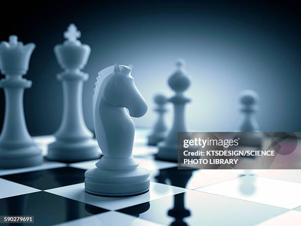 chess piece on chess board, illustration - schachbrett stock-grafiken, -clipart, -cartoons und -symbole