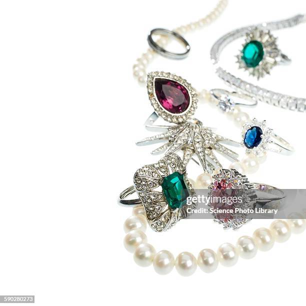 jewellery with gemstones and diamonds - schmuckperle stock-fotos und bilder