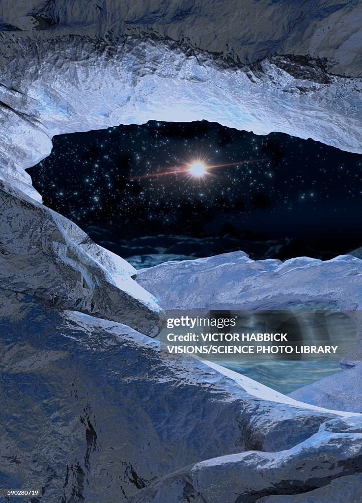 Sun shining in space