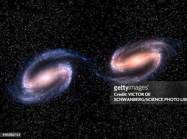 colliding galaxies - zusammenprall stock-grafiken, -clipart, -cartoons und -symbole