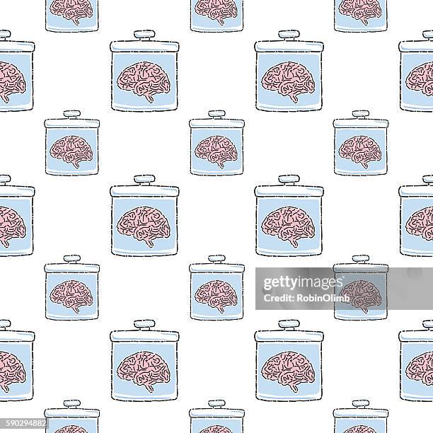 brains in jars pattern - brain stem stock illustrations