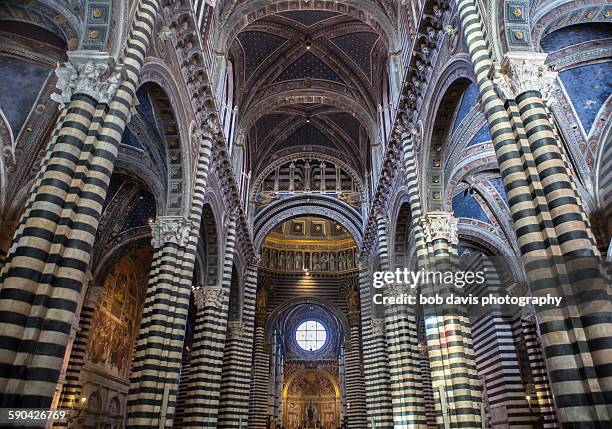 nave of siena cathedral - catedral interior fotografías e imágenes de stock