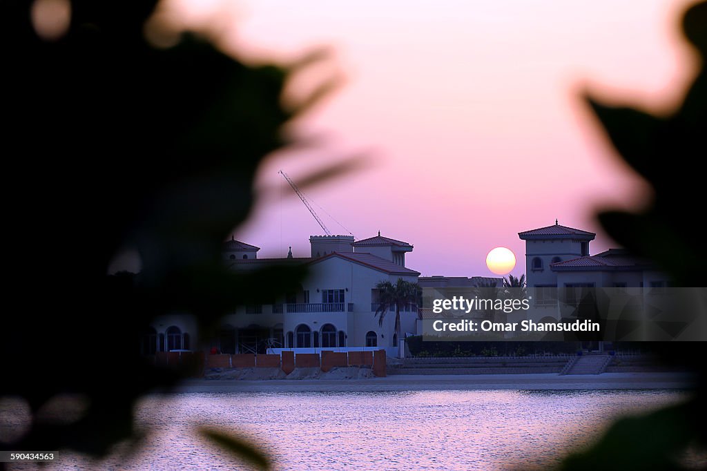 Sun about to set over Palm Jumeirah