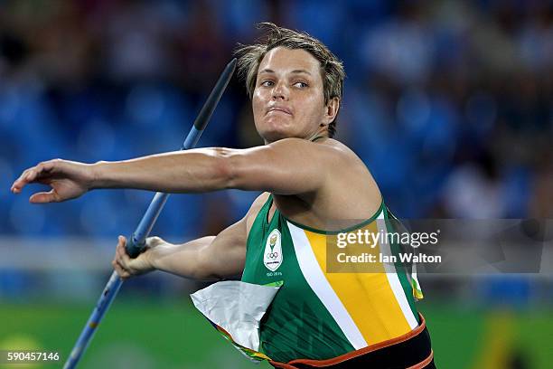 Sunette Viljoen of South Africa competes during the Women's Javelin Throw Qualifying Round on Day 11 of the Rio 2016 Olympic Games at the Olympic...