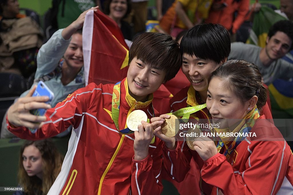 TABLE TENNIS-OLY-2016-RIO-PODIUM