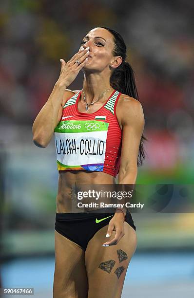 Rio , Brazil - 16 August 2016; Ivet Lalova-Collio of Bulgaria celebrates qualification in the Women's 200m Semifinal at the Olympic Stadium during...