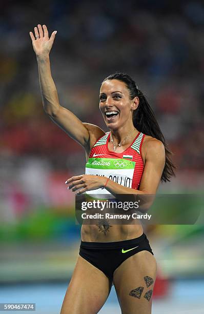 Rio , Brazil - 16 August 2016; Ivet Lalova-Collio of Bulgaria celebrates qualification in the Women's 200m Semifinal at the Olympic Stadium during...