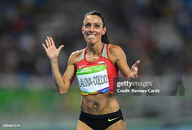 Rio , Brazil - 16 August 2016; Ivet Lalova-Collio of Bulgaria celebrates qualification in the Women's 200m Semifinal at the Olympic Stadium during...