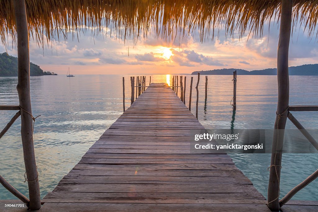 Seascape view from a pier, Saracen Bay, koh rong island, Cambodia