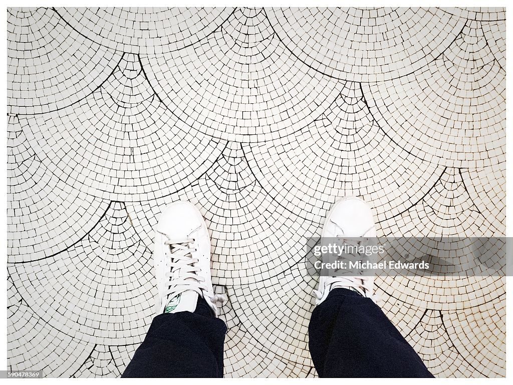 Tile floor with shoes
