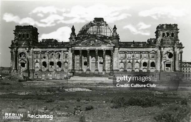 Ruins of the Reichstag, Berlin, Germany, circa 1945 After the 1933 fire the building was never completely repaired and it was further damaged during...