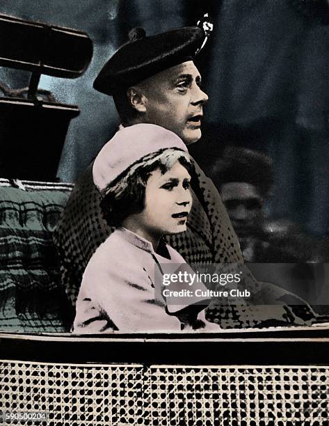 Prince Edward and Princess Elizabeth returning from Crathie Church in Balmoral, Scotland, June 1933.