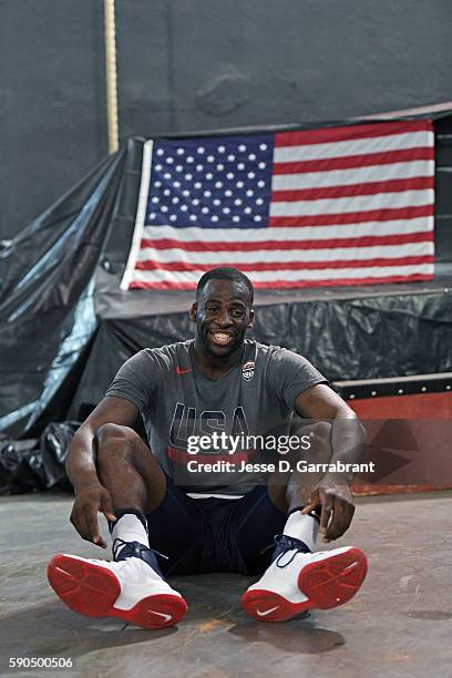 Draymond Green of the USA Basketball Men's National Team works out at a practice during the Rio 2016 Olympic Games on August 16, 2016 at the Flamengo...
