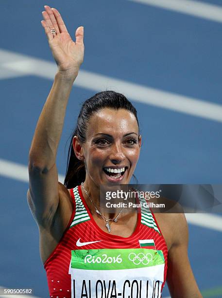 Ivet Lalova-Collio of Bulgaria reacts during the Women's 200m Semifinals on Day 11 of the Rio 2016 Olympic Games at the Olympic Stadium on August 16,...