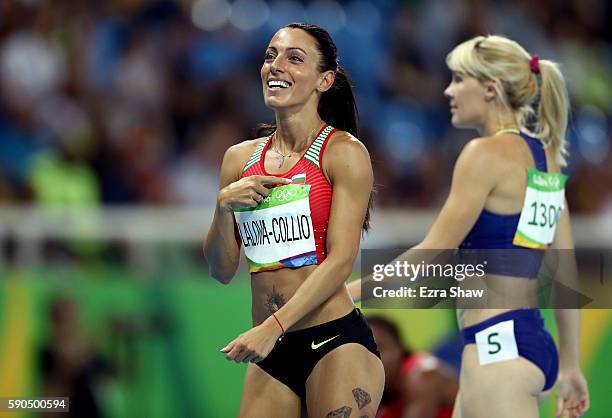 Ivet Lalova-Collio of Bulgaria reacts during the Women's 200m Semifinals on Day 11 of the Rio 2016 Olympic Games at the Olympic Stadium on August 16,...