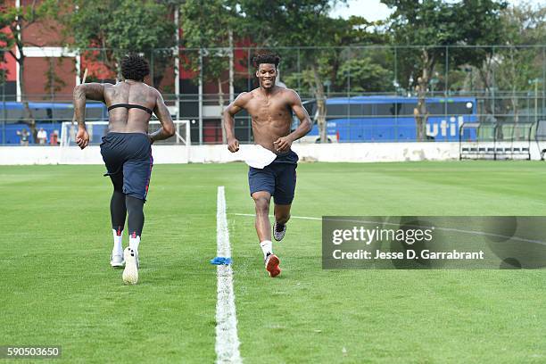 Jimmy Butler of the USA Basketball Men's National Team works out at a practice during the Rio 2016 Olympic Games on August 16, 2016 at the Flamengo...