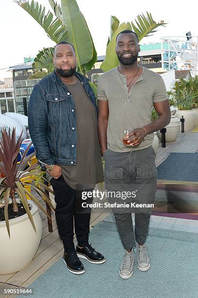 Micah McDonald and Wayman Bannerman attend LOFT and Yes Way Rose Celebrate Summer In LA at Mama Shelter on August 16, 2016 in Los Angeles, California.