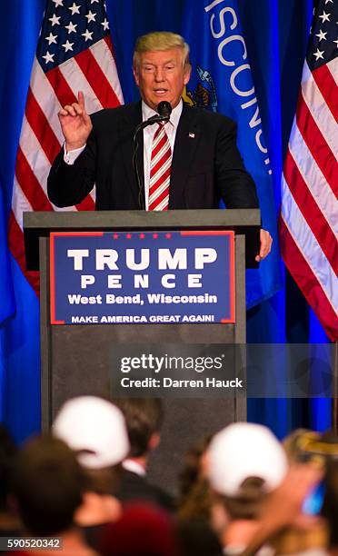 Republican Presidential Candidate Donald Trump speaks at a rally on August 16, 2016 in West Bend, Wisconsin.