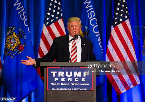 Republican Presidential Candidate Donald Trump speaks at a rally on August 16, 2016 in West Bend, Wisconsin.