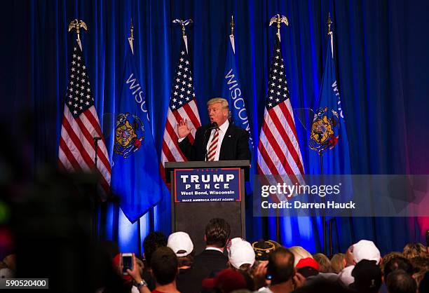 Republican Presidential Candidate Donald Trump speaks at a rally on August 16, 2016 in West Bend, Wisconsin.