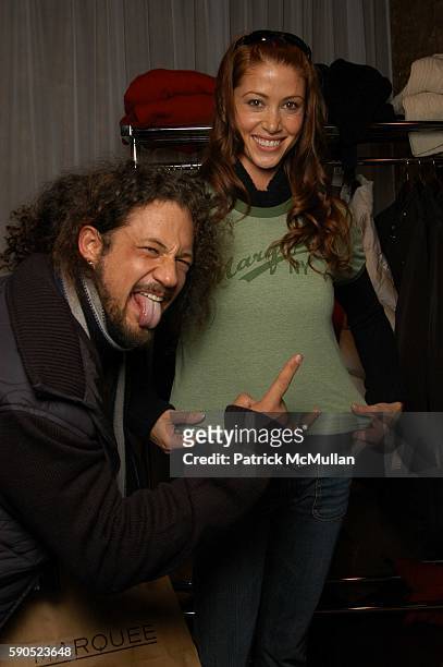 Joseph D. Reitman and Shannon Elizabeth attend Shutterfly Panasonic Hospitality Suite at Marquee Hospitality Lounge on January 22, 2005 in Park City,...