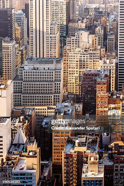 aerial view of skyscrapers in manhattan, new york, ny, united states - 20th century style stock pictures, royalty-free photos & images